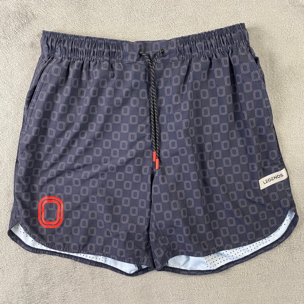 Legends Relay Shorts Mens Large Navy Blue Geometric 7" Gym Gorpcore Performance